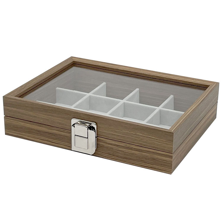 Kleine Holz Schmucklade 12 Fächer Schmuckkasten Schmuckkoffer Schmuckbox Schaukasten Dunkelbraun