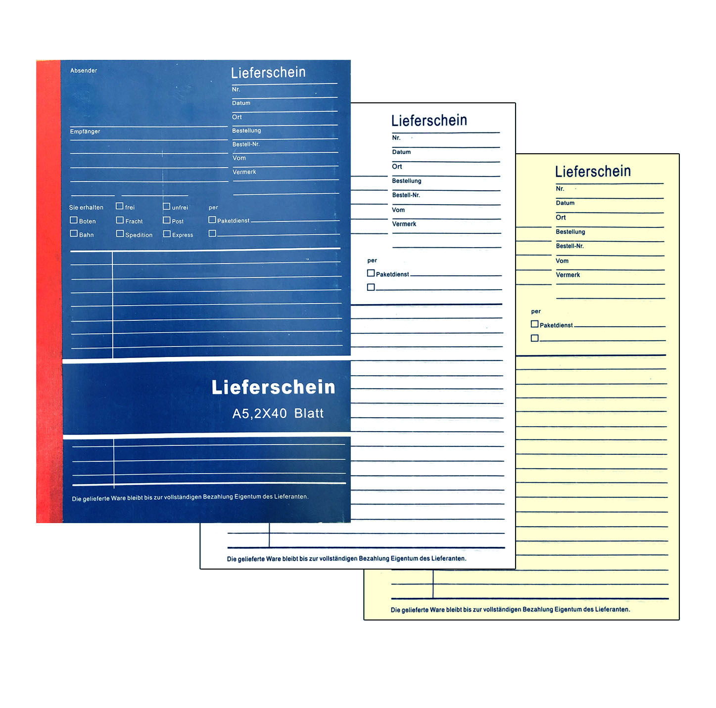 10x Lieferscheinblock Lieferschein DIN A5 Blatt Vordruck 2x40 Blatt