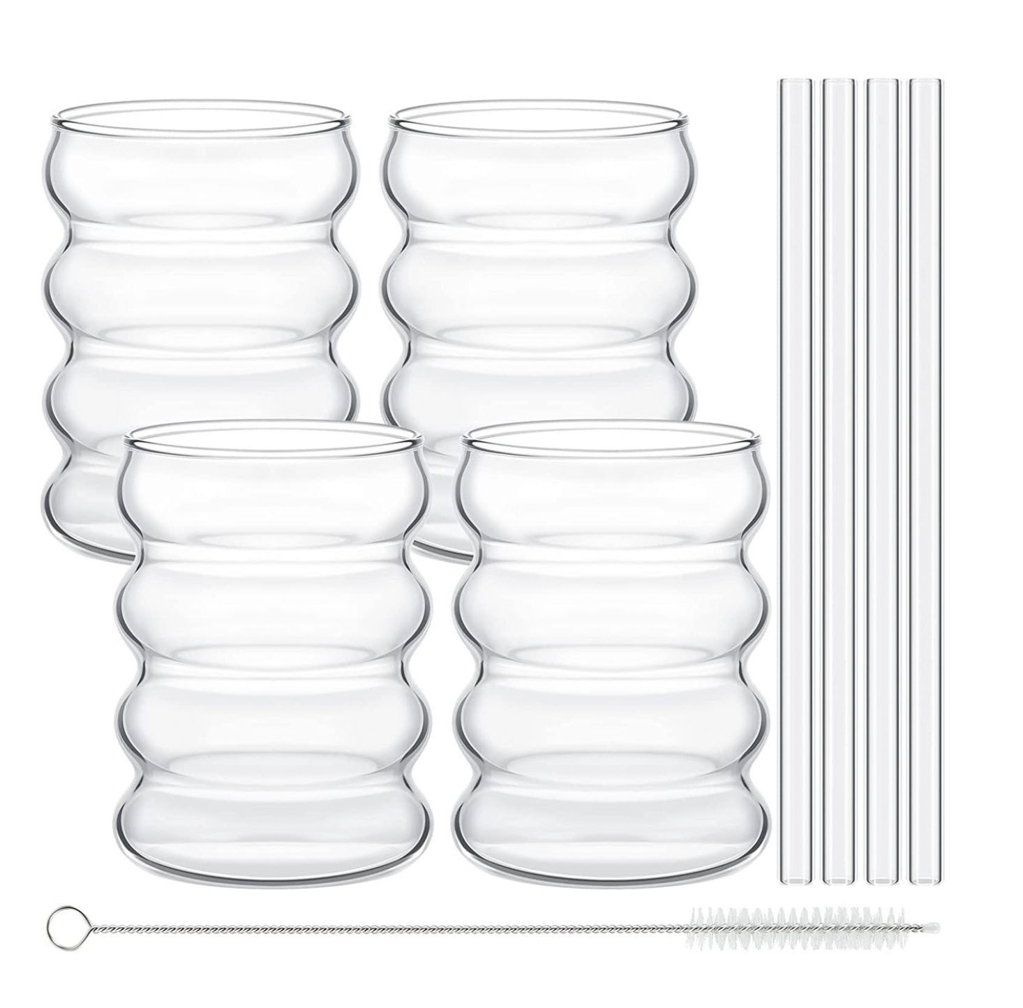 4er Set Trinkgläser 350ml Wellenform