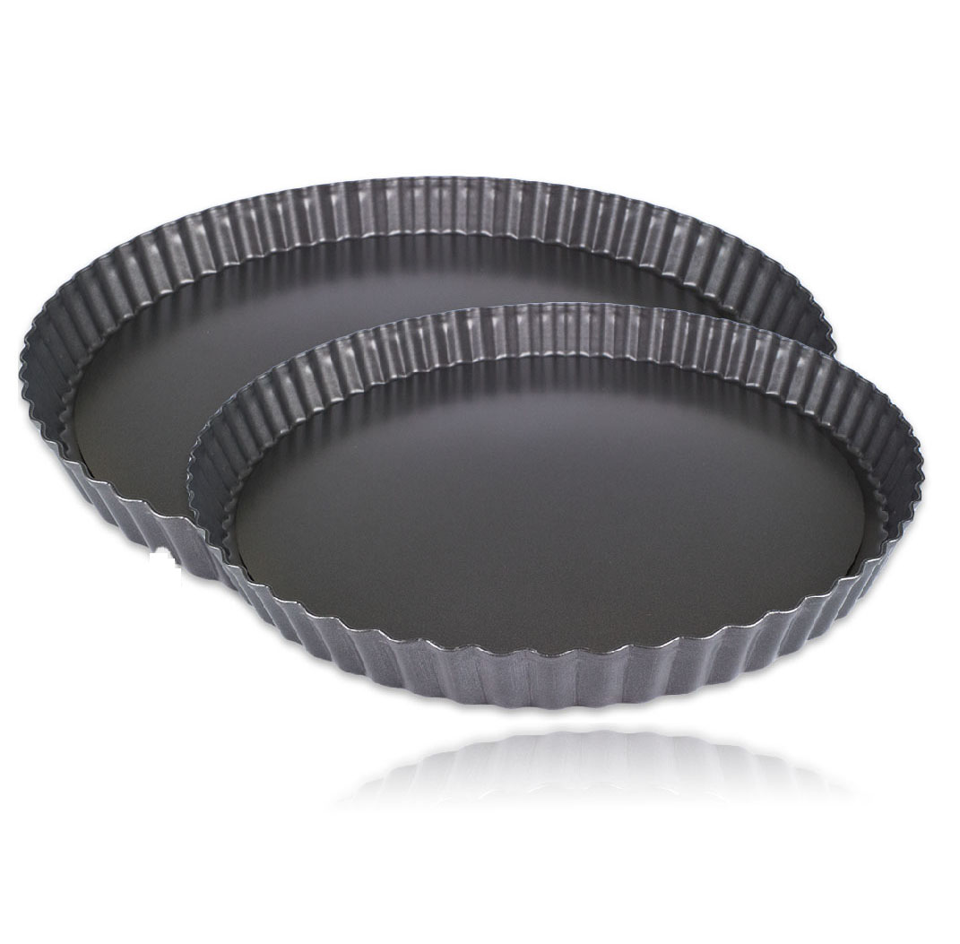 2er Set Blech Backform Ø 26cm 28cm Quiche Tarte Pizza Kuchen Form Obstkuchen