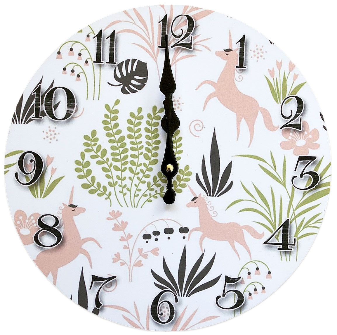 30cm Einhorn Wanduhr Analog Küchenuhr Uhr Kinderzimmer Mädchen Weiß Rosa Grün