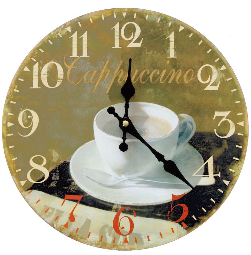 30cm Wanduhr Analog Kaffe Cappucino Cafe Küchenuhr  Wohnzimmer