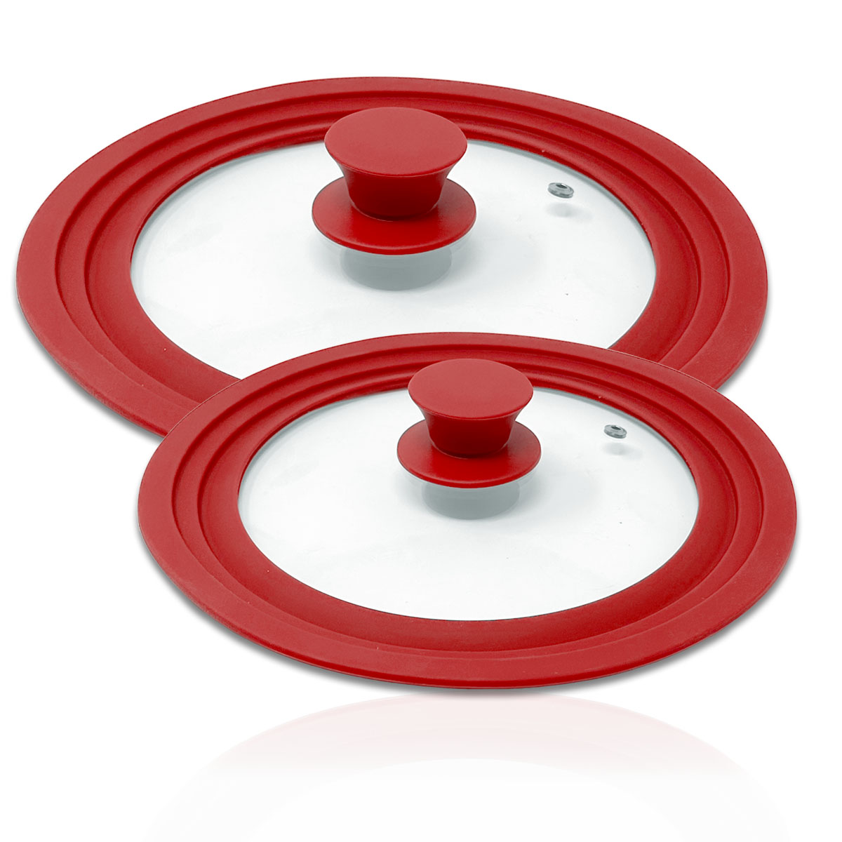 2er Set Silikon Pfannendeckel Topfdeckel Universalgröße 20-22-24cm / 26-28-30cm Rot