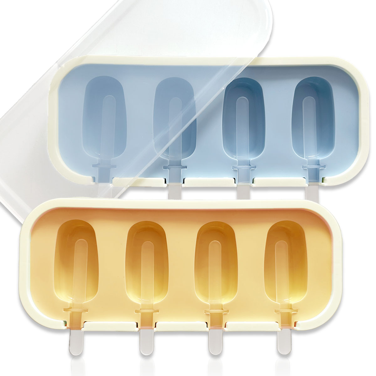 2er Set Silikon Mini Stieleisform Stabeisform Eisform Eis am Stiel inkl. 12x Stiele