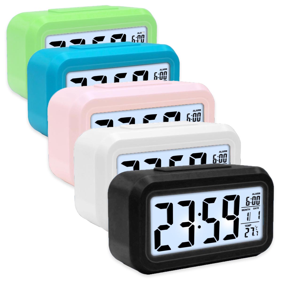 LCD Wecker Digital Alarmwecker Uhr Kalender Beleuchtet Schlummerfunktion Alarm