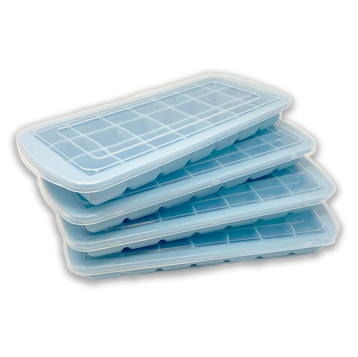 4x XXL Silikon Eiswürfelform mit Deckel Jumbo Eiswürfel Quadrat Riesenwürfel