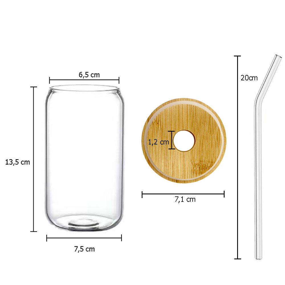 Hot Moms Club Trinkglas 500ml mit Bambusdeckel und Glashalm 