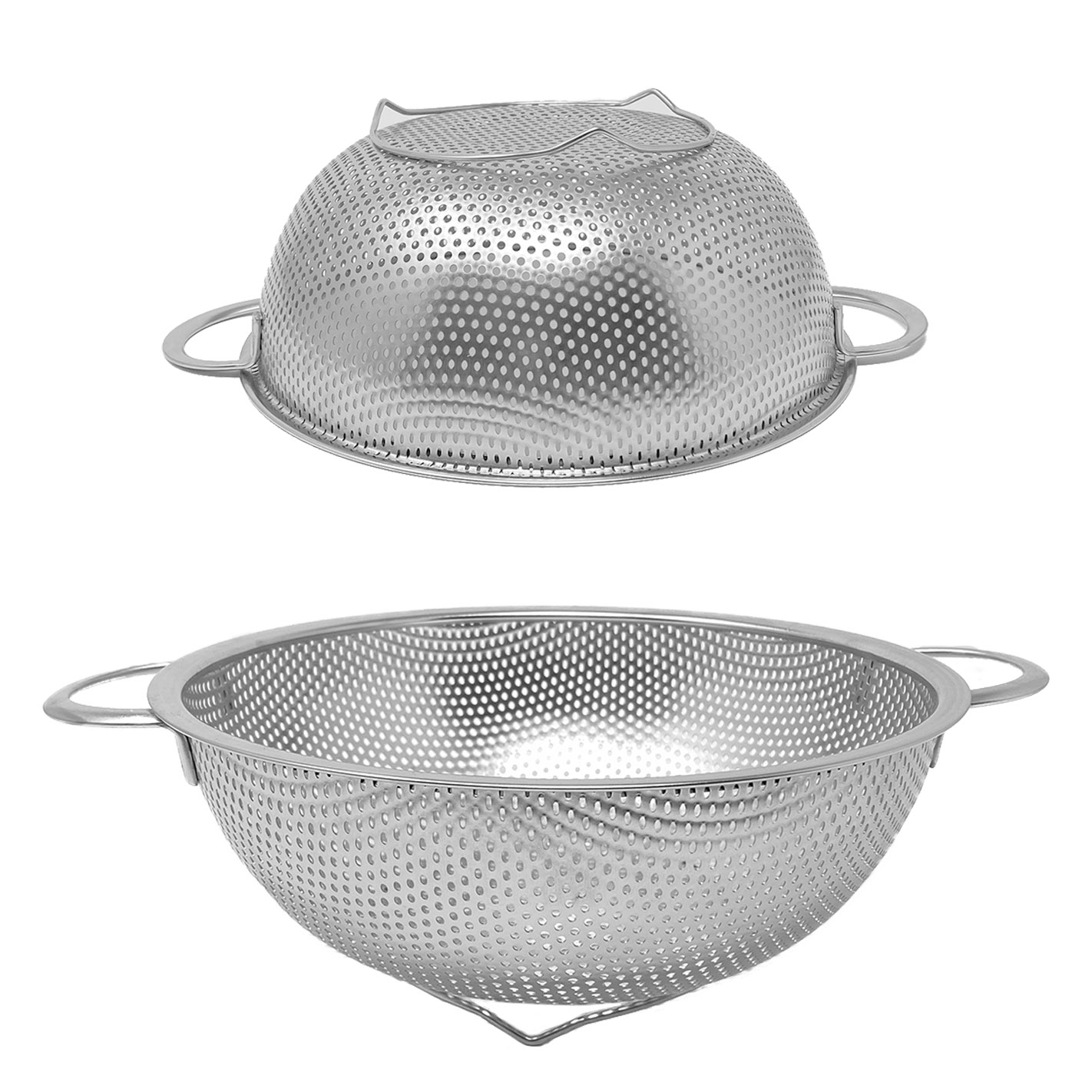 2er Set Abtropfsieb mit Griff Seiher Sieb Nudeln Pasta Küchenhelfer Edelstahl