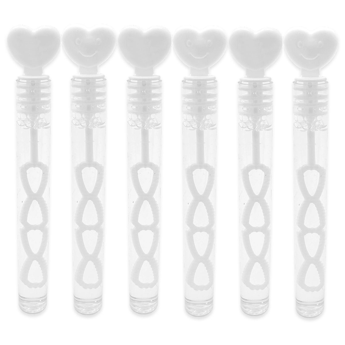 24x Seifenblasen Röhrchen für die Hochzeit Herz Wedding Bubbles Weiß mit Smiley