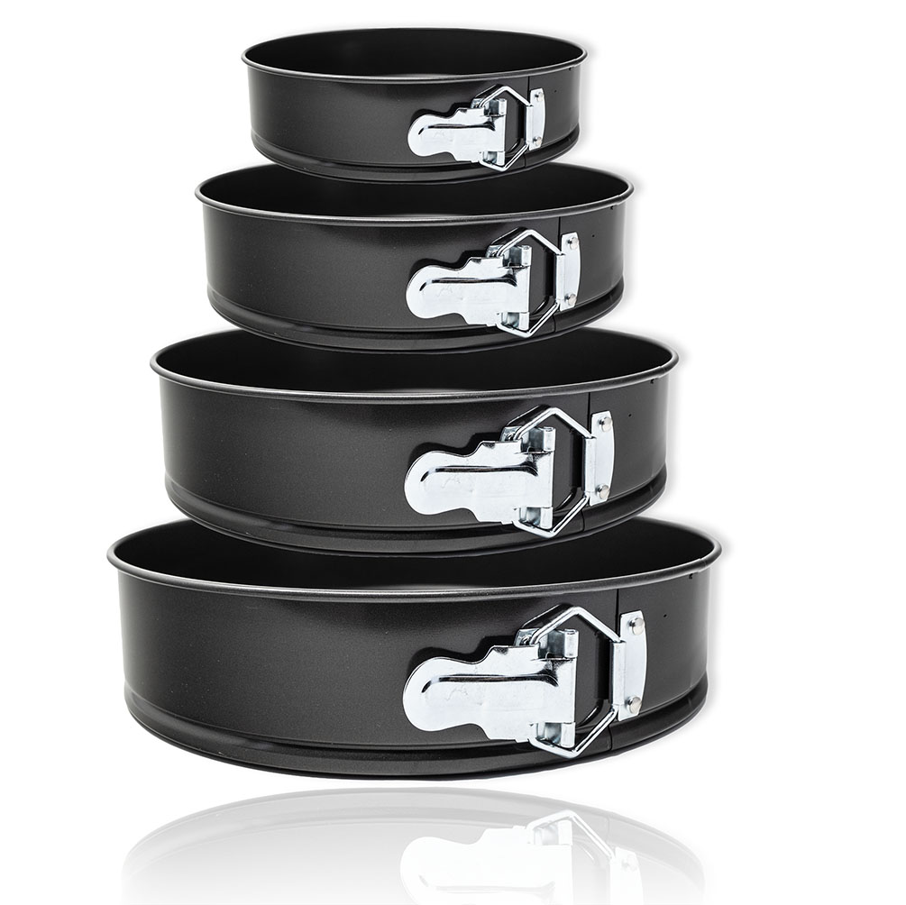 4er Set runde Backformen Springformen  18 cm, 24 cm, 26 cm, 28 cm