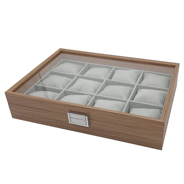 Personalisierter Holz Uhrenkoffer 12 Uhren Uhrenbox Uhrenpräsentation Schmuckkoffer Armbanduhren Dunkelbraun