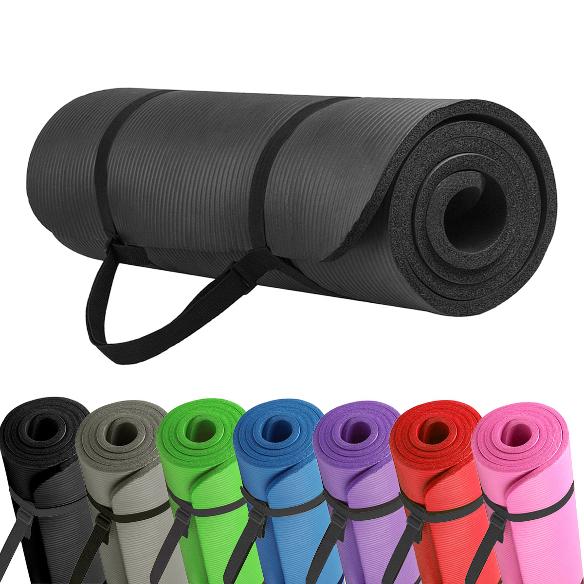 Yogamatte mit Tragegurt Fitnessmatte Gymnastikmatte Pilates Sportmatte Matte NBR