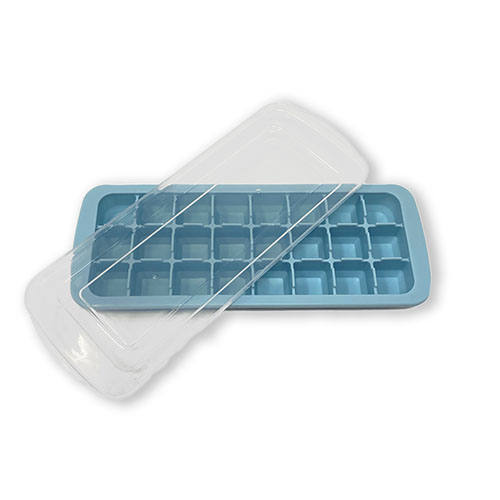 4x Silikon Eiswürfelform mit Deckel Eiswürfel Quadrat Eis Würfel Pastellblau