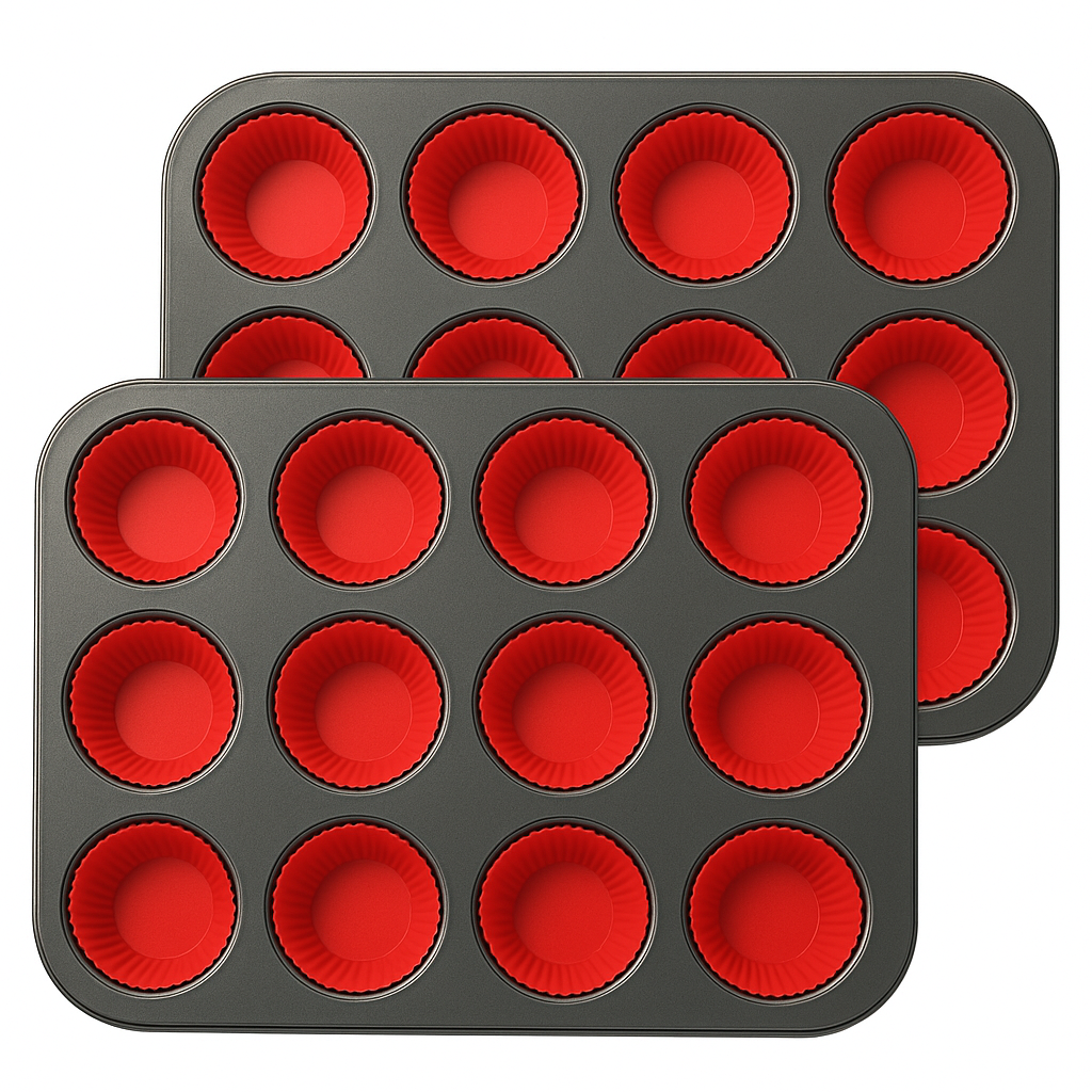 2x 12er Muffinform inkl. 24x Silikon Muffinförmchen 