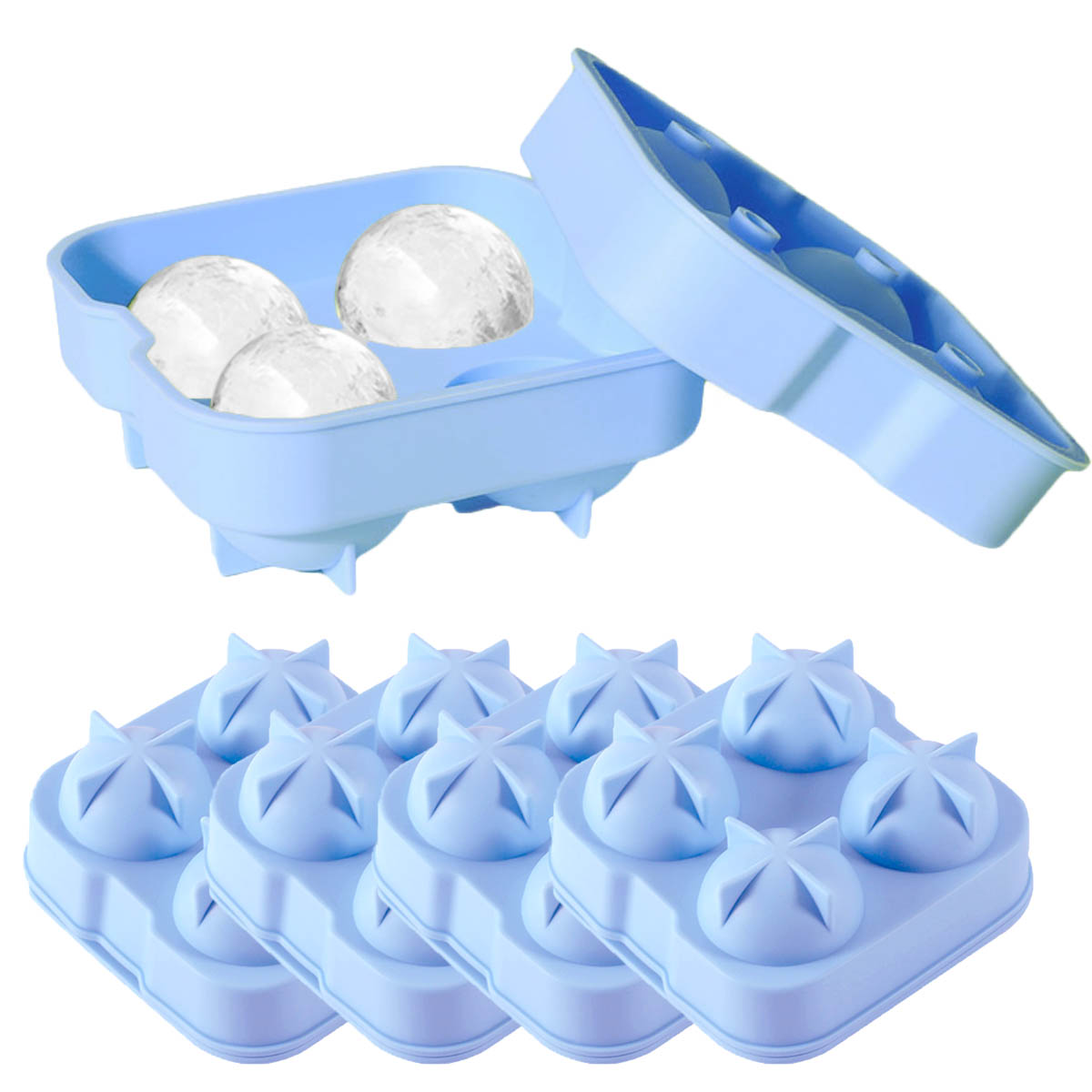 4x Silikon Kugelform Eiswürfelform Eiswürfel Kugel Ice Ball XXL Whiskey Kugeleis