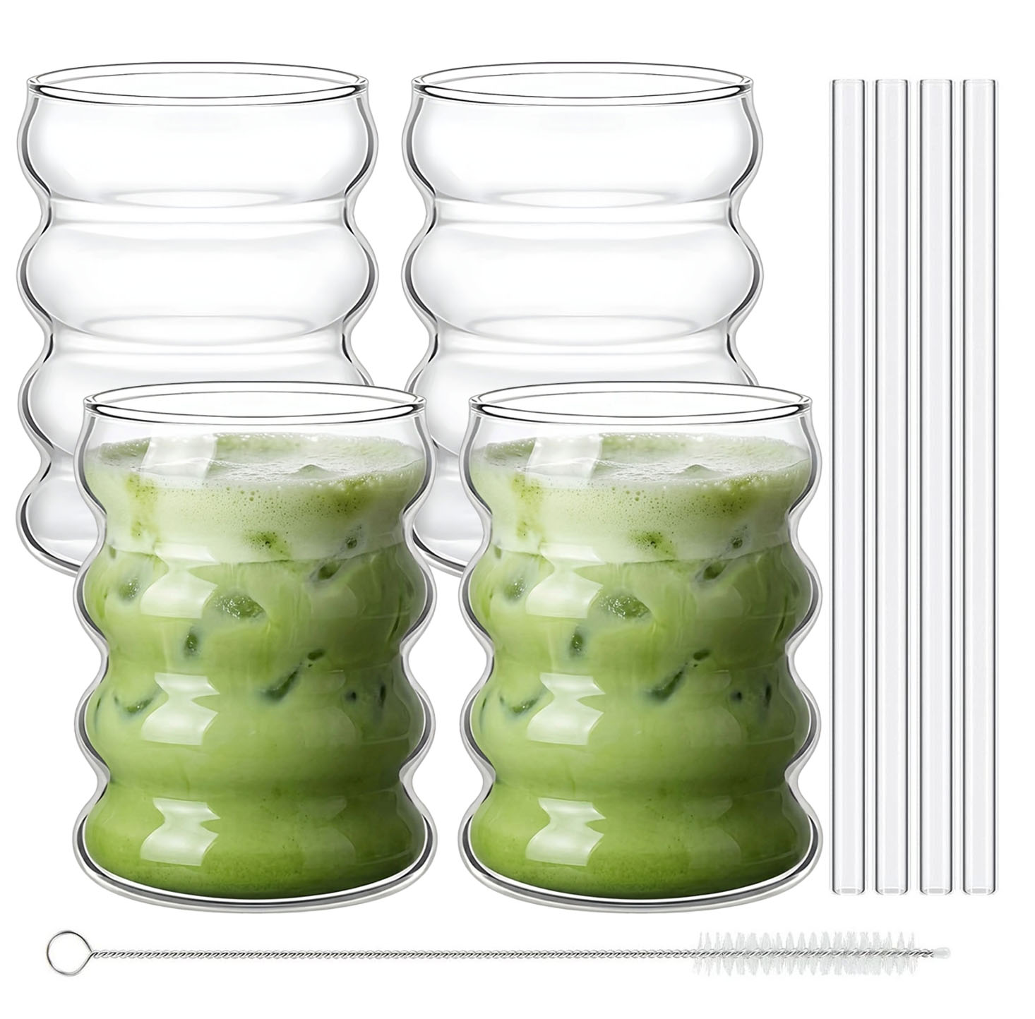 4er Set Trinkgläser 350ml Wellenform