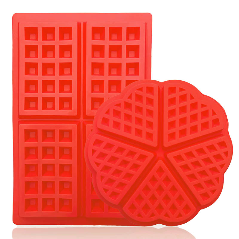 2er Set Silikon Waffelform Backform Belgische Waffel Herzform